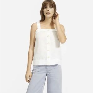EUC Everlane White The Linen Picnic Button Front Tank Top 2